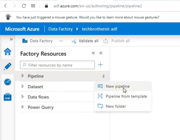 REST API to Azure - New Pipeline option